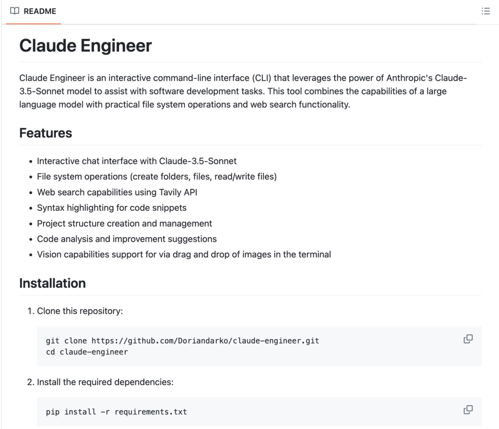 Claude Engineer: An Interactive Command-Line Interface (CLI) that Leverages the Power of Anthropic's Claude-3.5-Sonnet Model to Assist with Software Development Tasks